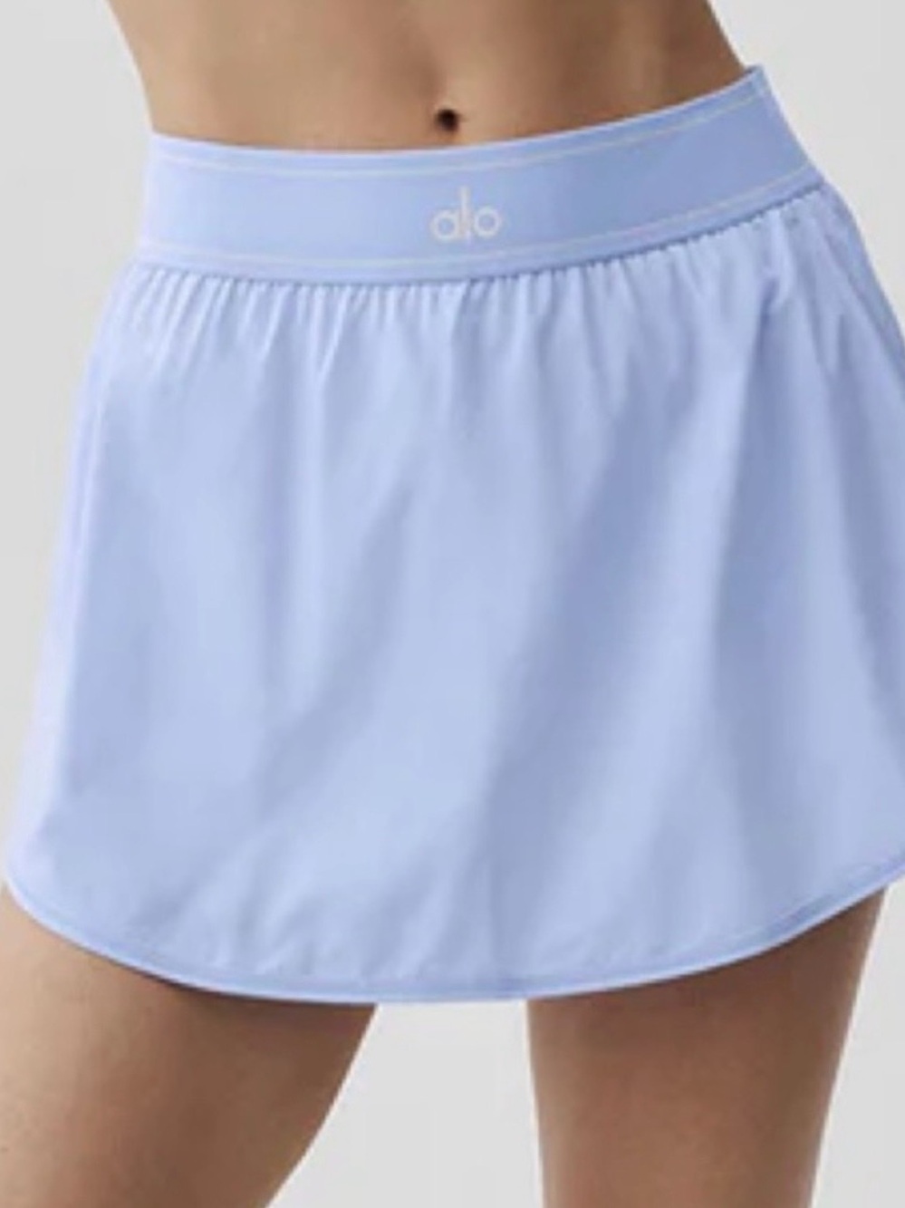 ALO Yoga Pastel Blue Skater Skort with Elastic Logo Waistband